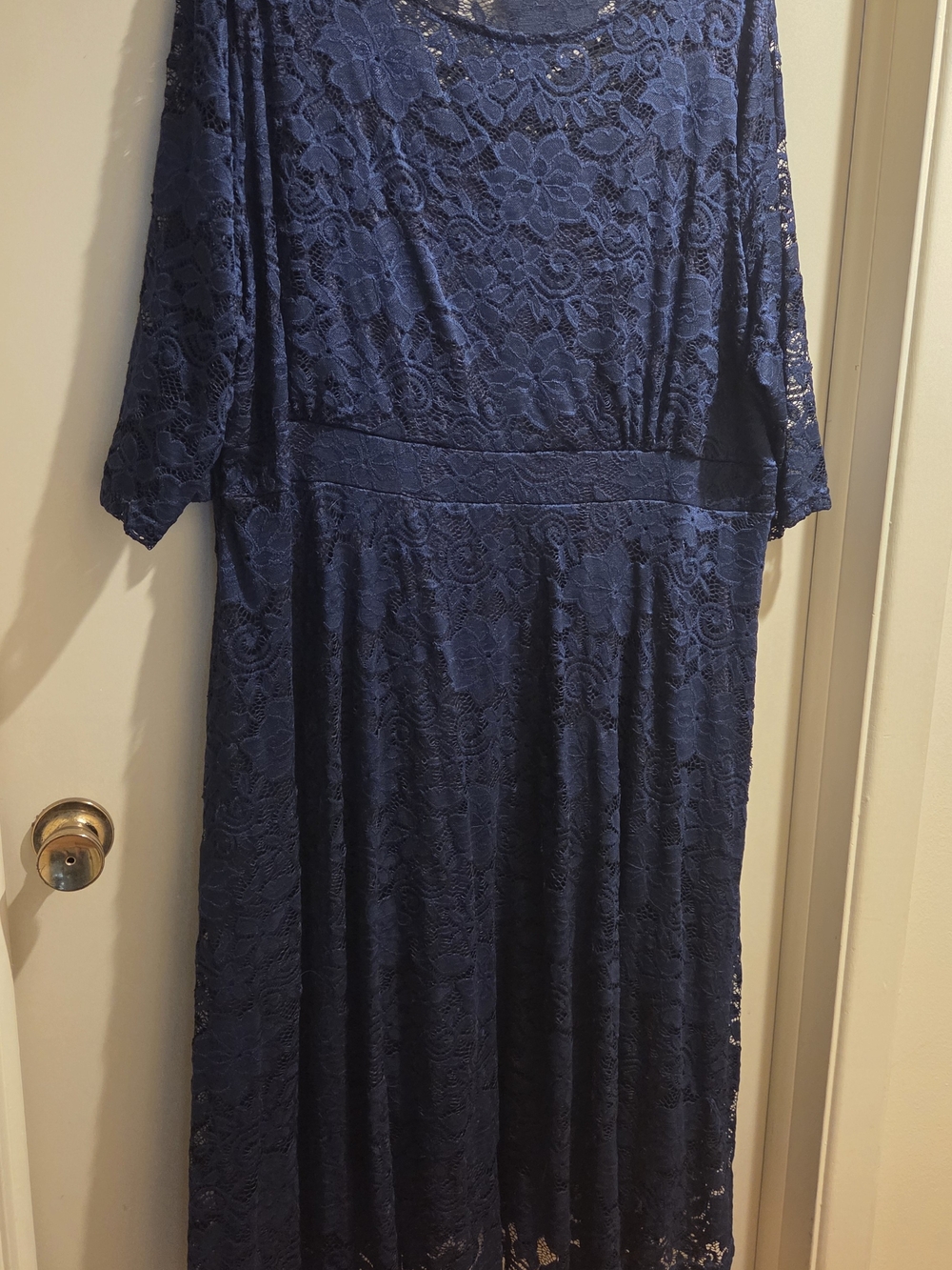 Lace Long Sleeve Navy Midi Dress Chinese Size 6x (Approx 24W)